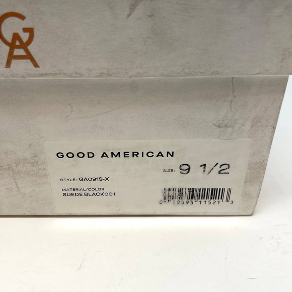 Good American Suede Chain Ankle Strap Flat Sandals In Black Size 9.5 New - Picture 13 of 13